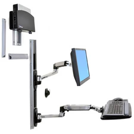 Spark Lx Wall Mount System With Small Cpu Holder - Polished Aluminum Arms  Black Cpu Ho SP538221